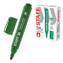 Маркер перманентный STAFF &laquo;Basic Budget PM-125&raquo;, ЗЕЛЕНЫЙ, круглый наконечник 3 мм, 152177