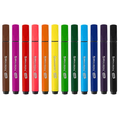 Фломастеры в пластиковом кейсе трехгранные утолщенные УЛЬТРАСМЫВАЕМЫЕ, BRAUBERG KIDS, 12 цветов, 152191