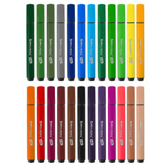 Фломастеры в пластиковом кейсе трехгранные утолщенные УЛЬТРАСМЫВАЕМЫЕ, BRAUBERG KIDS, 24 цвета, 152192