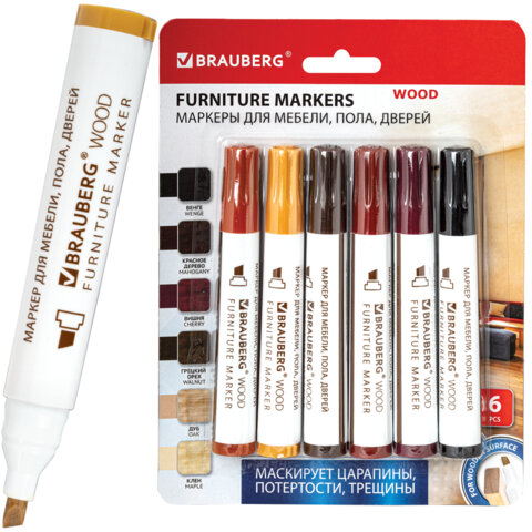 ������� ��� ������� ������ � ������� �� ������, 6 ������, BRAUBERG WOOD, 152203 �����
