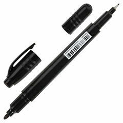 Маркер перманентный двусторонний BRAUBERG DUO, ЧЕРНЫЙ, наконечники 0,7/<wbr/>1 мм, 152210