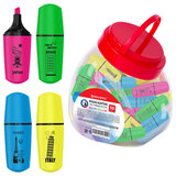 Текстовыделитель мини BRAUBERG "NEON Mini", АССОРТИ В ПЛАСТИКОВОЙ БАНКЕ, линия 1-5 мм, 152431