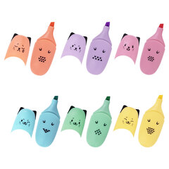 Текстовыделитель мини BRAUBERG KIDS &laquo;CUTE CATS PASTEL&raquo;, АССОРТИ В ПЛАСТИКОВОЙ БАНКЕ, линия 1-5 мм, 152434.