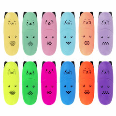 Набор текстовыделителей мини 12 ЦВЕТОВ BRAUBERG KIDS &laquo;CUTE CATS&raquo;, линия 1-5 мм, 152437