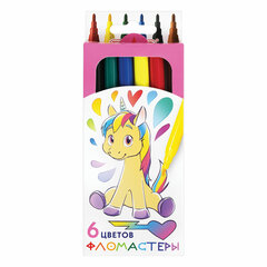 Фломастеры ПИФАГОР &laquo;ЕДИНОРОГ&raquo;, 6 цветов, вентилируемый колпачок, 152447