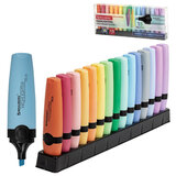 Набор текстовыделителей 15 ПАСТЕЛЬНЫХ ЦВЕТОВ на подставке, BRAUBERG "DELTA PASTEL", линия 1-5 мм, 152507