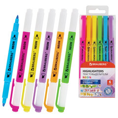 Набор текстовыделителей двусторонних 6 НЕОНОВЫХ ЦВЕТОВ, BRAUBERG "TWIN NEON", линия 1-5 мм, 152517