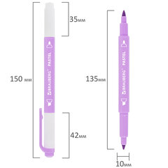 Набор текстовыделителей двусторонних 6 ПАСТЕЛЬНЫХ ЦВЕТОВ, BRAUBERG &laquo;TWIN PASTEL&raquo;, линия 1-5 мм, 152518