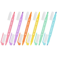 Набор текстовыделителей двусторонних 6 ПАСТЕЛЬНЫХ ЦВЕТОВ, BRAUBERG &laquo;TWIN PASTEL&raquo;, линия 1-5 мм, 152518