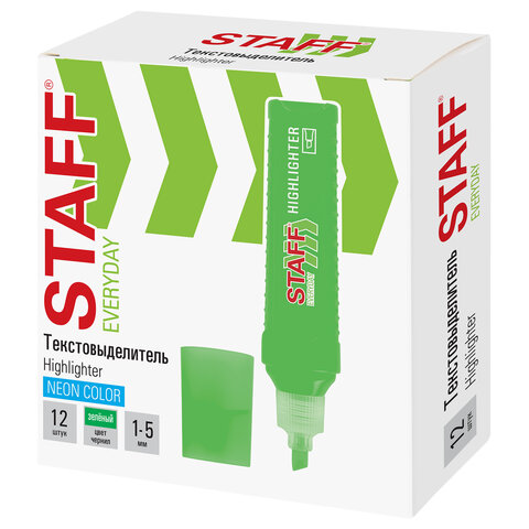 Текстовыделитель STAFF "EVERYDAY HL-707", ЗЕЛЕНЫЙ, линия 1-5 мм, скошенный наконечник, 152543 - фото 10