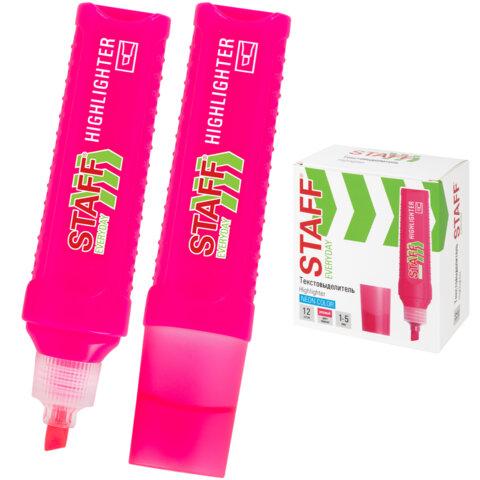 Текстовыделитель STAFF "EVERYDAY HL-707", РОЗОВЫЙ, линия 1-5 мм, скошенный наконечник, 152544