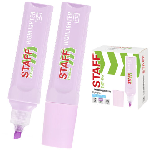 Текстовыделитель STAFF "EVERYDAY HL-707", ЛАВАНДОВЫЙ, линия 1-5 мм, скошенный наконечник, 152547