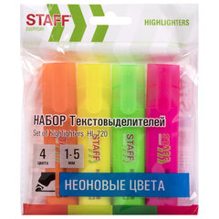 Изображение товара Набор текстовыделителей STAFF EVERYDAY HL-720 4 неоновых цвета, скошенный наконечник