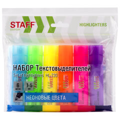 Изображение товара Набор текстовыделителей STAFF 6 неоновых цветов скошенный наконечник 1-5 мм