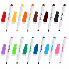 Маркеры стираемые 2 мм на магните со стирателем для белой доски и планера НАБОР 12 ЦВЕТОВ, ПИФАГОР, 152564