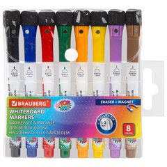 Изображение товара Маркеры на магните со стирателем для белой доски и планера, 8 цветов, BRAUBERG POP-ART, 1-2 мм, 152567