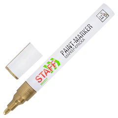 Маркер-краска лаковый (paint marker) 2-4 мм, ЗОЛОТИСТЫЙ, НИТРО-ОСНОВА, STAFF PROFIT, для любых поверхностей, 152579