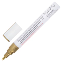 Маркер-краска лаковый (paint marker) 2-4 мм, ЗОЛОТИСТЫЙ, НИТРО-ОСНОВА, STAFF PROFIT, для любых поверхностей, 152579