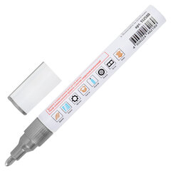 Маркер-краска лаковый (paint marker) 2-4 мм, СЕРЕБРИСТЫЙ, НИТРО-ОСНОВА, STAFF PROFIT, для любых поверхностей, 152580