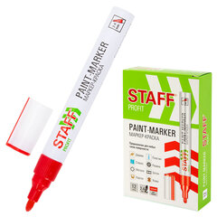 Изображение товара Маркер-краска лаковый (paint marker) 2-4 мм, КРАСНЫЙ, НИТРО-ОСНОВА, STAFF PROFIT, для любых поверхностей, 152582