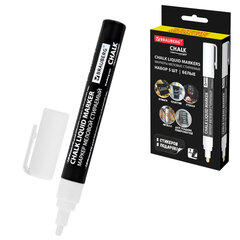 Маркеры меловые CHALK LIQUID MARKER, БЕЛЫЕ, НАБОР 5 шт., 3 мм, СТИКЕРЫ В ПОДАРОК, BRAUBERG, 152596
