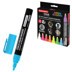 Маркеры меловые CHALK LIQUID MARKER, НЕОН, НАБОР 8 ЦВЕТОВ, 3 мм, стираемые, BRAUBERG &laquo;CHALK&raquo;, 152597