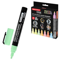 Маркеры меловые CHALK LIQUID MARKER, ПАСТЕЛЬ, НАБОР 8 ЦВЕТОВ, 3 мм, стираемые, BRAUBERG &laquo;CHALK&raquo;, 152598