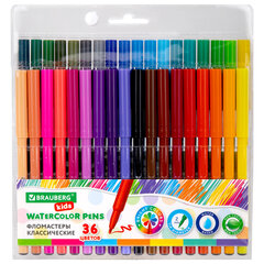 Фломастеры BRAUBERG KIDS КЛАССИЧЕСКИЕ 36 цветов, вентилируемый колпачок, ПВХ-упаковка, 152603