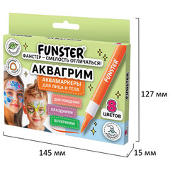 Аквагрим аквамаркеры для лица и тела, 8 цветов, FUNSTER (ФАНСТЕР), 152608