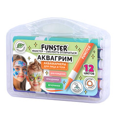 Аквагрим аквамаркеры для лица и тела, 12 цветов, FUNSTER (ФАНСТЕР), пластиковый кейс, 152609