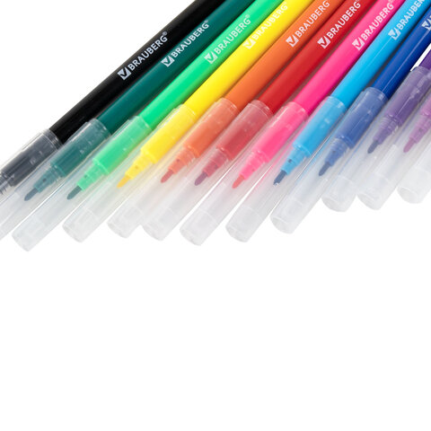 Фломастеры кросс-серия МИЛЫЕ КОТЫ, 12 цветов, вентилируемый колпачок, BRAUBERG, 152620