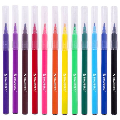 Фломастеры кросс-серия МИЛЫЕ КОТЫ, 12 цветов, вентилируемый колпачок, BRAUBERG, 152620