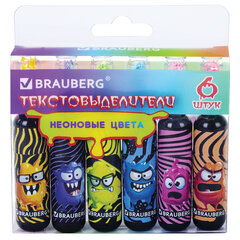 Набор текстовыделителей 6 НЕОНОВЫХ ЦВЕТОВ, кросс-серия МОНСТРИКИ, линия 1-5 мм, BRAUBERG, 152621