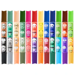 Фломастеры двусторонние толстые для малышей ультрасмываемые 12 штук / 24 цвета, BRAUBERG KIDS, 152626