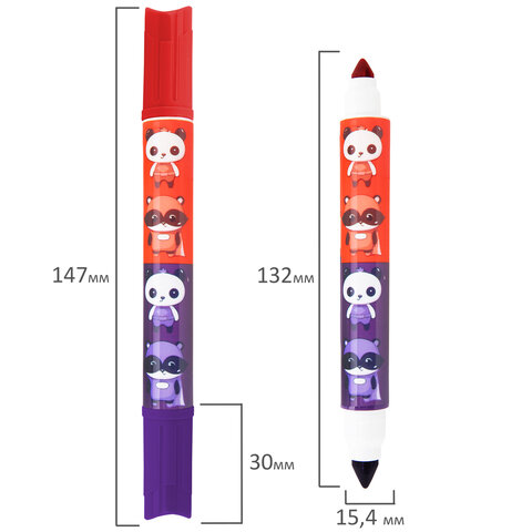 Фломастеры двусторонние толстые для малышей ультрасмываемые 12 штук / 24 цвета, BRAUBERG KIDS, 152626 - фото 3