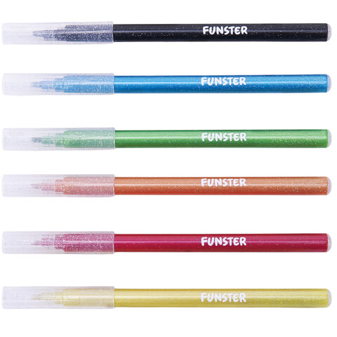 Фломастеры с блестками FUNSTER (ФАНСТЕР) "GLITTER" 6 цветов, ударопрочный наконечник, 152628 - фото 2