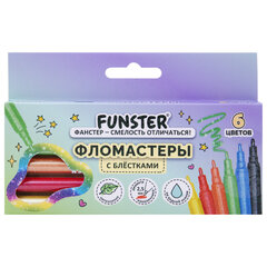 Фломастеры с блестками FUNSTER (ФАНСТЕР) &laquo;GLITTER&raquo; 6 цветов, ударопрочный наконечник, 152628
