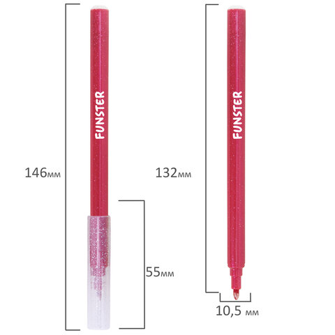 Фломастеры с блестками FUNSTER (ФАНСТЕР) "GLITTER" 12 цветов, ударопрочный наконечник, 152629 - фото 3