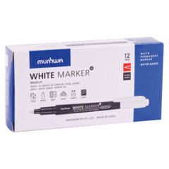 Маркер перманентный БЕЛЫЙ, круглый наконечник 2-4 мм, MUNHWA, WPMM-05