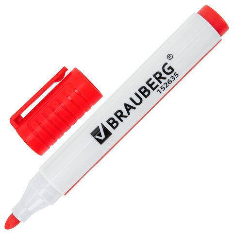 Маркеры стираемые для белой доски НАБОР 4 ЦВЕТА, BRAUBERG "ULTRA WHITEBOARD MARKER", 3 мм, 152635