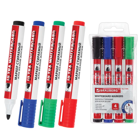 ������� ��������� ��� ����� �����, ����� 4 �����, BRAUBERG "ULTRA WHITEBOARD MARKER", 3 ��, 152635 �����