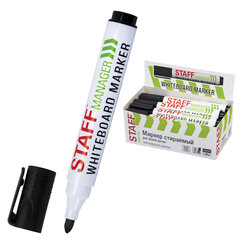 Маркер стираемый для белой доски, ЧЕРНЫЙ, STAFF &laquo;MANAGER&raquo; WBM-300, 3 мм, с клипом, 152636