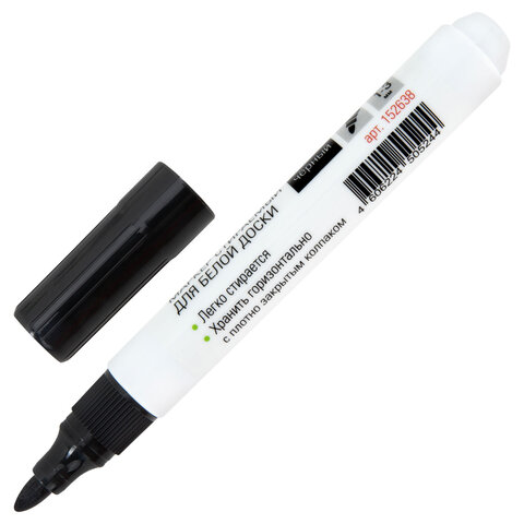 Маркер стираемый для белой доски ЧЕРНЫЙ, STAFF "BASIC" WBM-200, 1-3 мм, 152638 - фото 3