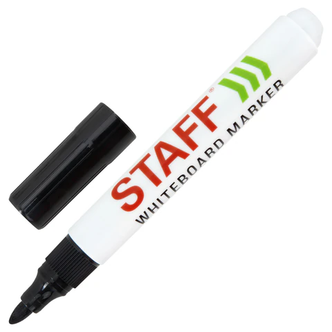 Маркер стираемый для белой доски ЧЕРНЫЙ, STAFF "BASIC" WBM-200, 1-3 мм, 152638