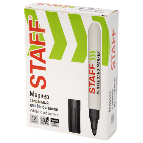 Маркер стираемый для белой доски ЧЕРНЫЙ, STAFF "BASIC" WBM-200, 1-3 мм, 152638 - фото 9