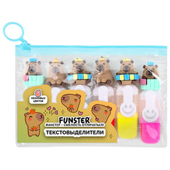 Набор текстовыделителей с топперами 6 ЦВЕТОВ НЕОН, &laquo;КАПИБАРЫ&raquo;, линия 1-4 мм, FUNSTER (ФАНСТЕР), 152646