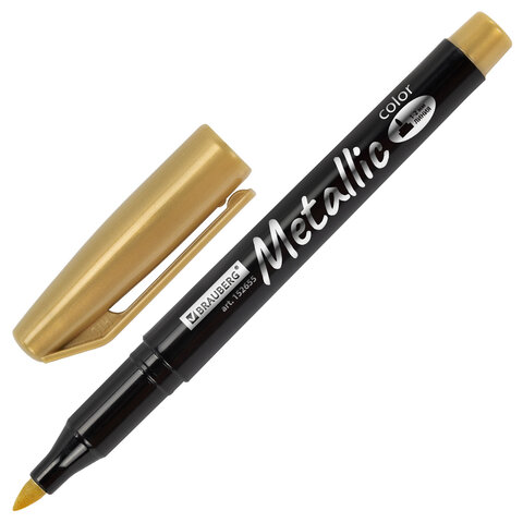 Маркеры для декорирования и рисования ЗОЛОТО и СЕРЕБРО, METALLIC MARKER, линия письма 1-2 мм, BRAUBERG, 152655 - фото 3