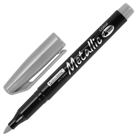 Маркеры для декорирования и рисования ЗОЛОТО и СЕРЕБРО, METALLIC MARKER, линия письма 1-2 мм, BRAUBERG, 152655 - фото 6