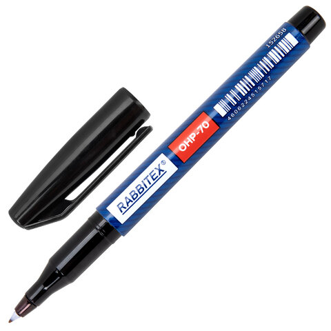 Маркер для любых гладких поверхностей, пленок, стекла, металла, ЧЕРНЫЙ OHP-70, строительный, наконечник 0,7 мм, RABBITEX (РАББИТЕКС), 152658 - фото 4