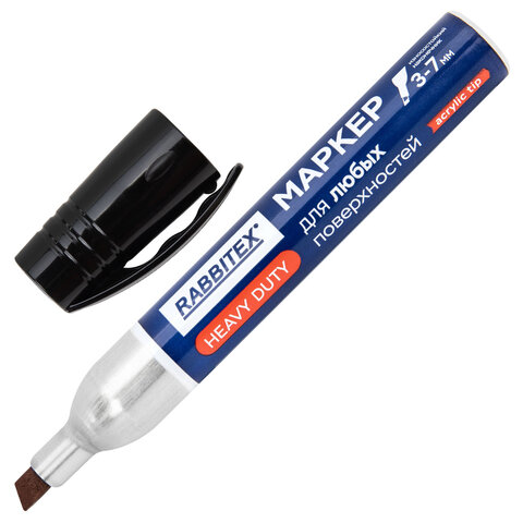 Маркер перманентный строительный для ЛЮБЫХ поверхностей металл, дерево, стекло, пластик, бетон HEAVY DUTY, ЧЕРНЫЙ 3-7 мм, RABBITEX, 152659 - фото 3